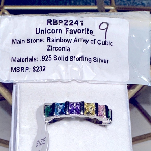 Rainbow Array of Cubic Zirconia on .925 solid Sterling Silver - Picture 1 of 1